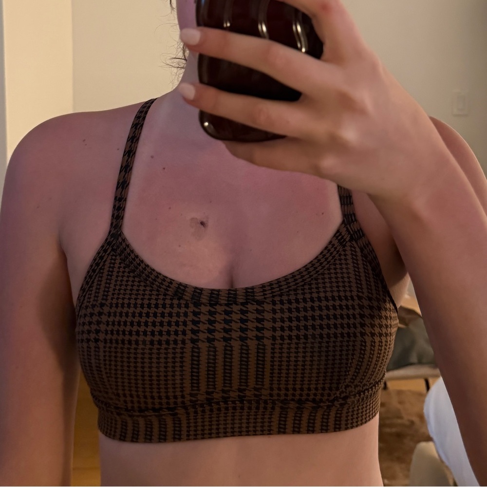 ALO Yoga Brown Checkered Bra Top